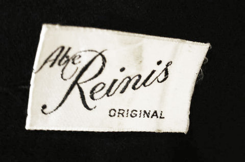 VINTAGE ABE REINIS ORIGINALS BLACK EVENING COAT WITH  WOOL CREPE & SATIN DECORATION