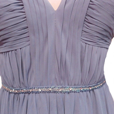 FROM MY OWN PERSONAL COLLECTION - GORGEOUS BARI JAY SILVER SPARKLING RHINESTONES, PURPLE AND SILVER SHOT BEADED CHIFFON EVENING GOWN IN SPRING VIOLET