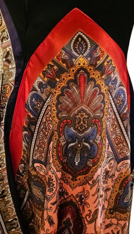 VINTAGE 1960s / 1970s PAISLEY SATIN HANDKERCHIEF DRESS IN GORGEOUS COLORS