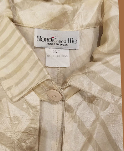 VINTAGE BLONDIE & ME SILKY SLIPPERY SATIN LOUNGING OUTFIT / PAJAMAS IN IVORY SHADES - LIKE NEW!