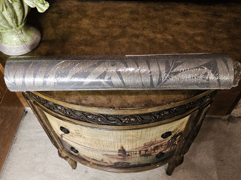NEW - BARBARA HOME FINE WALLPAPER (1 ROLL) EDOMINA DARK BROWN PALM FRONDS WALLPAPER RASCH MADE IN GERMANY