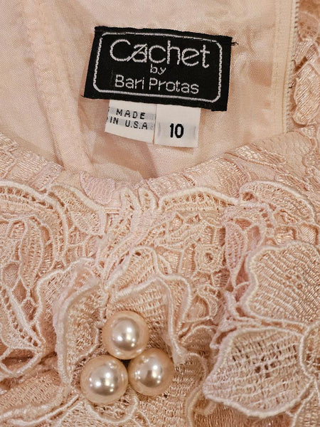 VINTAGE CACHET FOR BARI PROTAS PEACHY PINK LACE DRESS ADORNED WITH LAR Vintage Clothing & Fashions | Midnight Glamour VINTAGE CACHET FOR BARI PROTAS PEACHY PINK LACE DRESS ADORNED WITH LAR Vintage Clothing & Fashions | Midnight Glamour