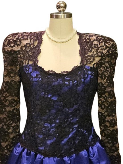 black dress trendy Gothic sexy Black purple lace mini dress DW769 XL main image 1