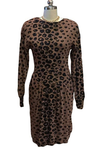 VINTAGE GLAMOROUS CHETTA B PETER NOVIELLO BLOOM SAKS FIFTH AVENUE LEOPARD DRESS