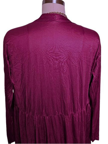 VINTAGE CRANBERRY LACE PEIGNOIR AND NIGHTGOWN SET - SIZE LARGE