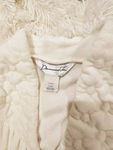 VINTAGE DIAMOND TEA PRE-OWNED VELOUR ROBE DRESSING GOWN IN CREAMPUFF