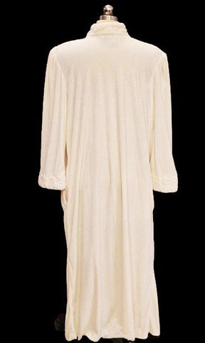 VINTAGE DIAMOND TEA PRE-OWNED VELOUR ROBE DRESSING GOWN IN CREAMPUFF