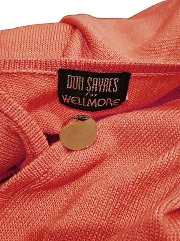 VINTAGE DON SAYERS WELLMORE KNIT SUIT JACKET SKIRT METAL BUTTONS IN CORAL REEF - DESIGNER '80s / '90s