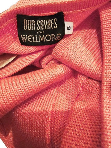 VINTAGE DON SAYERS WELLMORE KNIT SUIT JACKET SKIRT METAL BUTTONS IN CORAL REEF - DESIGNER '80s / '90s