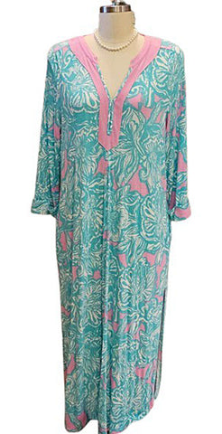 ELLEN TRACY PREOWNED SPANDEX/RAYON SEA GREEN, PINK, WHITE - LARGE