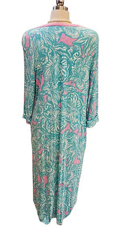 ELLEN TRACY PREOWNED SPANDEX/RAYON SEA GREEN, PINK, WHITE - LARGE
