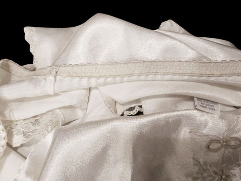 SOLD - VINTAGE GO SOFTLY BRIDAL LIQUID SATIN PANTIES WITH PEARLS EMBROIDERY AND LACE - SIZE LARGE