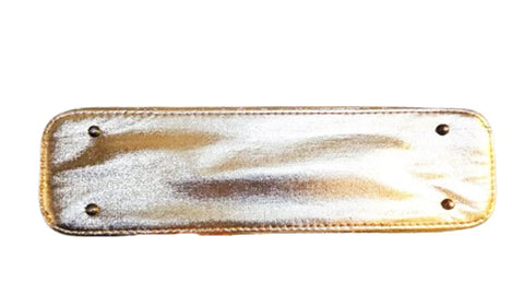 VINTAGE 1960s RJ FLORIDA USA GOLD PURSE WITH LARGE TORTOISE COLORED HANDLES
