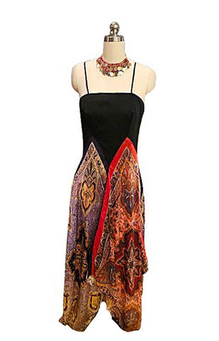 VINTAGE 1960s / 1970s PAISLEY SATIN HANDKERCHIEF DRESS IN GORGEOUS COLORS