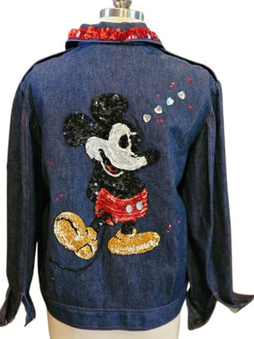 RARE 1980s HALSTON MICKEY MOUSE JACKET – VINTAGE DISNEY DESIGNER SEQUIN RHINESTONE HEARTS – COLLECTOR’S TREASURE