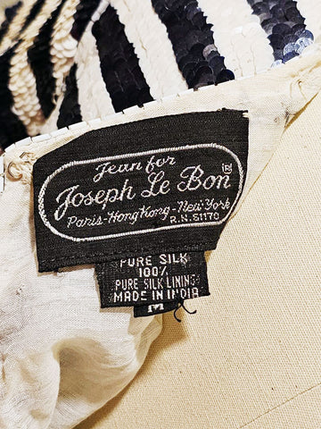 VINTAGE SEQUIN JEAN FOR JOSEPH LE BON RED WHITE AND BLUE TOP SILK LINING