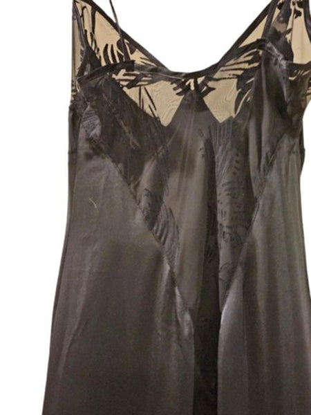 VINTAGE KAMA SUTRA LOTUS WEAR BLACK SHEER FLOCKED BIAS CUT GRAND SWEEP –  Vintage Clothing & Fashions