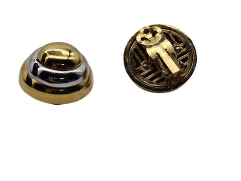 VINTAGE DESIGNER LANVIN PARIS GOLD TONE BEEHIVE CLIP ON SIGNATURE EARRINGS