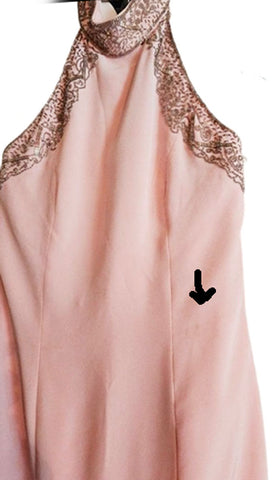 VINTAGE 1980s NEW LILLIE RUBIN PINK BACKLESS HALTER COCKTAIL DRESS ENCRUSTED WITH SILVER BEADS AND SHOT