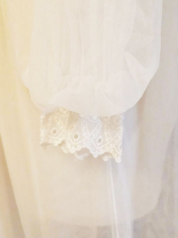 VINTAGE MISS ELAINE EXQUISITE LACE EMBROIDERED DOUBLE NYLON PEIGNOIR IN WHITE LILY