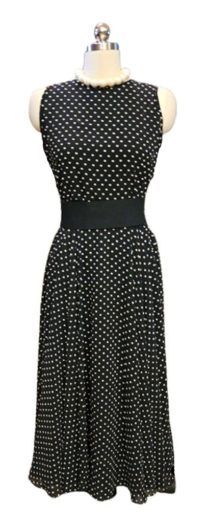 VINTAGE MORGAN TAYLOR BLACK & WHITE DOT MAXI FULL CIRCLE DRESS