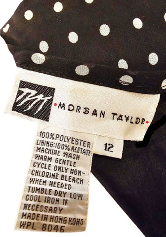 VINTAGE MORGAN TAYLOR BLACK & WHITE DOT MAXI FULL CIRCLE DRESS