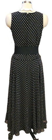 VINTAGE MORGAN TAYLOR BLACK & WHITE DOT MAXI FULL CIRCLE DRESS