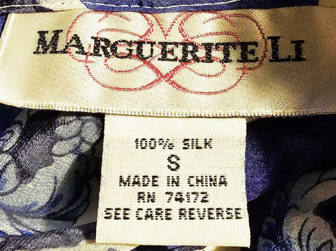 LUSCIOUS MARGUERITE LI BLUE & WHITE FLORAL SILK DRESS - NEW OLD STOCK