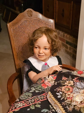 RARE VINTAGE HINDSGUAL LITTLE GIRL TODDLER MANNEQUIN MADE IN DENMARK WITH CLOTHES AND HAIR PIECE