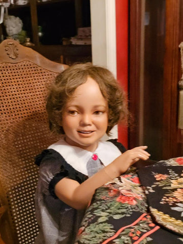 RARE VINTAGE HINDSGUAL LITTLE GIRL TODDLER MANNEQUIN MADE IN DENMARK WITH CLOTHES AND HAIR PIECE