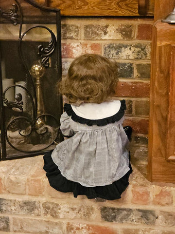 RARE VINTAGE HINDSGUAL LITTLE GIRL TODDLER MANNEQUIN MADE IN DENMARK WITH CLOTHES AND HAIR PIECE