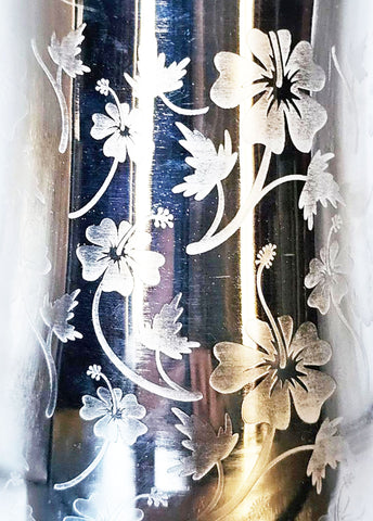 NEW WITH TAG - SILVER TONE METAL FLORAL & LEAF DESIGN PITCHER