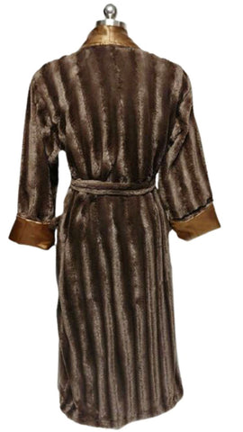 OPULENT SWANKIE BLANKIE FAUX MINK & BRONZE SATIN ROBE - SIZE MEDIUM - WOULD MAKE A WONDERFUL CHRISTMAS OR BIRTHDAY PRESENT!