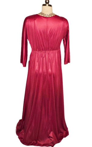 VINTAGE TEXSHEEN LACE PEIGNOIR AND NIGHTGOWN SET IN A SHADE OF AUTUMN LEAVES PEIGNOIR SET