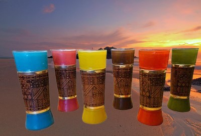 VINTAGE 1960s SIESTA WARE TIKI WOOD WRAPPED GLASSES (SET OF 6 GLASSES) TOM COLLINS SUMMER ICED TEA GLASSES ZOMBIE GLASSES