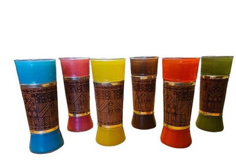 VINTAGE 1960s SIESTA WARE TIKI WOOD WRAPPED GLASSES (SET OF 6 GLASSES) TOM COLLINS SUMMER ICED TEA GLASSES ZOMBIE GLASSES