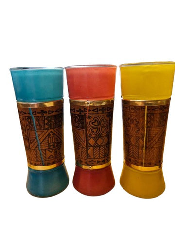 VINTAGE 1960s SIESTA WARE TIKI WOOD WRAPPED GLASSES (SET OF 6 GLASSES) TOM COLLINS SUMMER ICED TEA GLASSES ZOMBIE GLASSES