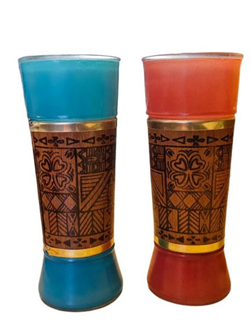 VINTAGE 1960s SIESTA WARE TIKI WOOD WRAPPED GLASSES (SET OF 6 GLASSES) TOM COLLINS SUMMER ICED TEA GLASSES ZOMBIE GLASSES
