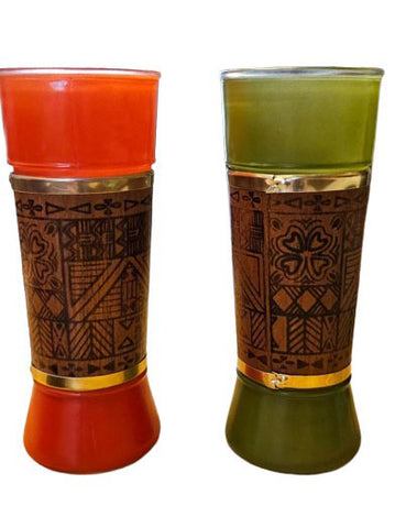 VINTAGE 1960s SIESTA WARE TIKI WOOD WRAPPED GLASSES (SET OF 6 GLASSES) TOM COLLINS SUMMER ICED TEA GLASSES ZOMBIE GLASSES