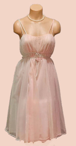 VINTAGE VANITY FAIR DOUBLE NYLON FANTASY NIGHTGOWN IN PINK AND MINT GREEN