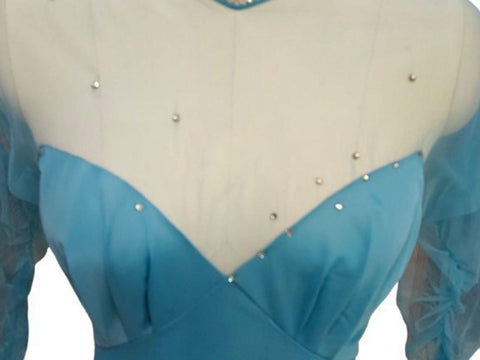 VINTAGE 1959 VANITY FAIR SPARKLING RHINESTONE ILLUSION NIGHTGOWN IN SEA GODDESS