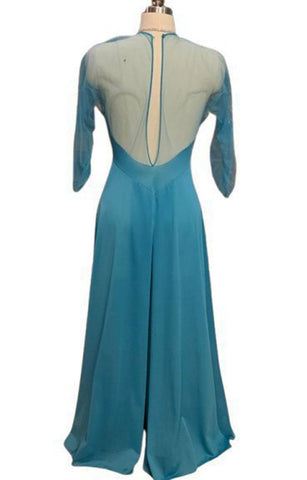 VINTAGE 1959 VANITY FAIR SPARKLING RHINESTONE ILLUSION NIGHTGOWN IN SEA GODDESS