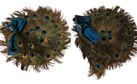 NEW - Z GALLERIE RETIRED PEACOCK PLACE MATS, SPARKLING SEQUIN NAPKIN RINGS & NAPKINS (2 OF EACH)