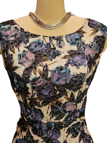 VINTAGE 1960s 1970s DESERT FASHIONS LARRY SAKIN SPARKLING COCKTAIL DRESS METAL ZIPPER RETRO PARTY DRESS
