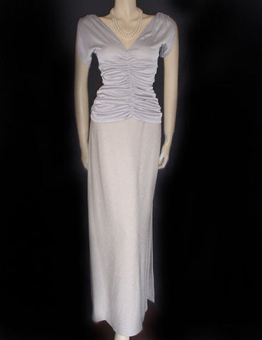 *BEAUTIFUL ST. JOHN EVENING BY MARIE GRAY SPARKLING PLATINUM SILVER EVENING SKIRT