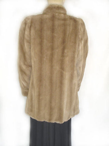 VINTAGE TISSAVEL FROM FRANCE FAUX FUR COAT WITH FAUX LEATHER TRIM