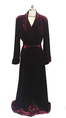 NEW - DIAMOND TEA LUXURIOUS WRAP-STYLE VELVET VELOUR ROBE IN CLARET - SIZE SMALL #1  - WOULD MAKE A WONDERFUL GIFT!