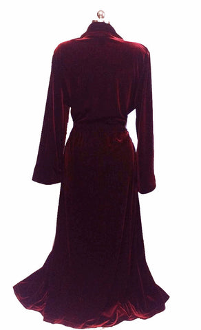 NEW - DIAMOND TEA LUXURIOUS WRAP-STYLE VELVET VELOUR ROBE IN CLARET - SIZE SMALL #2  - WOULD MAKE A WONDERFUL GIFT!