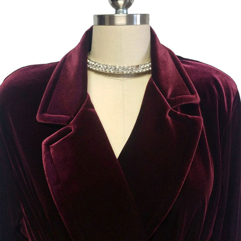 NEW - DIAMOND TEA LUXURIOUS WRAP-STYLE VELVET VELOUR ROBE IN CLARET - SIZE SMALL #1  - WOULD MAKE A WONDERFUL GIFT!