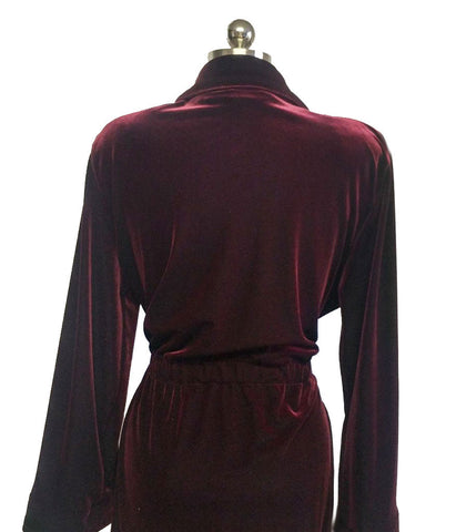 NEW - DIAMOND TEA LUXURIOUS WRAP-STYLE VELVET VELOUR ROBE IN CLARET - SIZE SMALL #1  - WOULD MAKE A WONDERFUL GIFT!